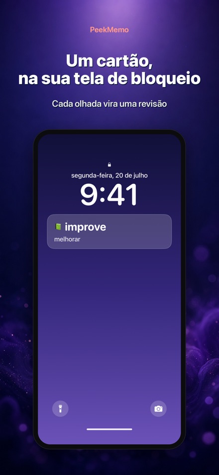 PeekMemo: Flashcards na tela