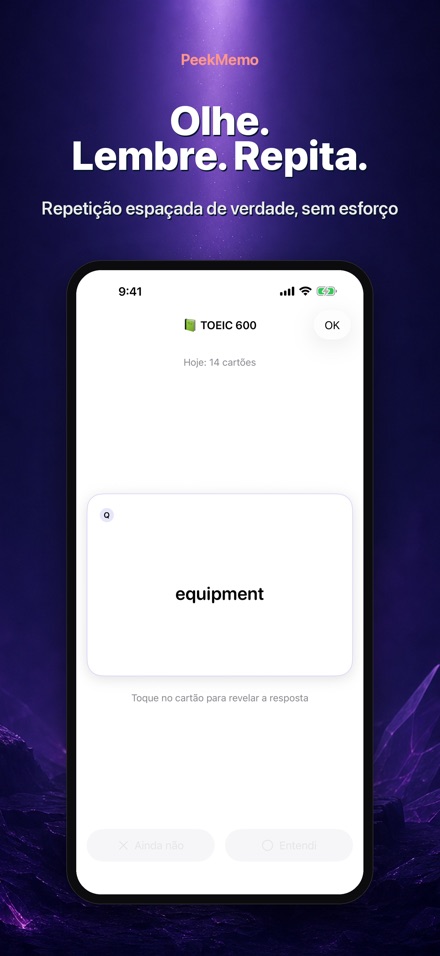PeekMemo: Flashcards na tela 2