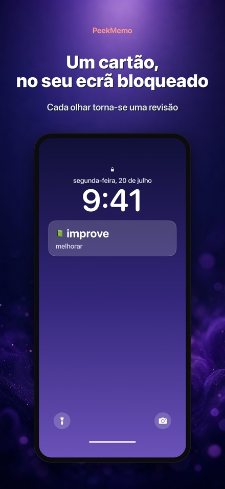 PeekMemo: Cartões de estudo