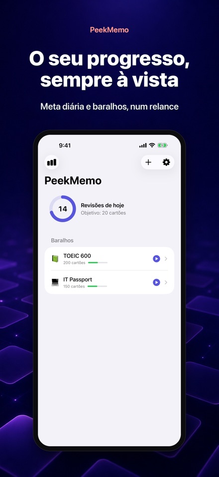 PeekMemo: Cartões de estudo 4