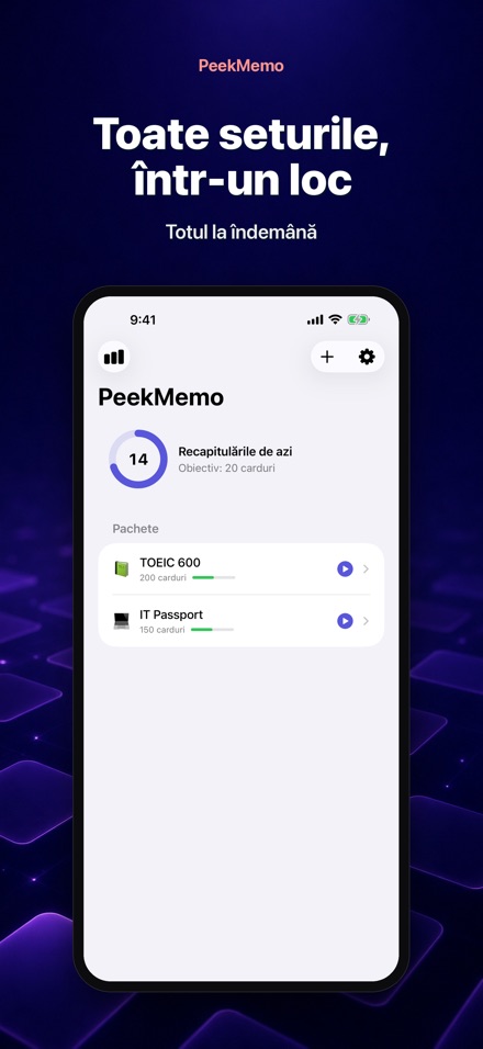 PeekMemo: Carduri de studiu 4