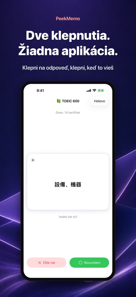 PeekMemo: kartičky na displeji 3