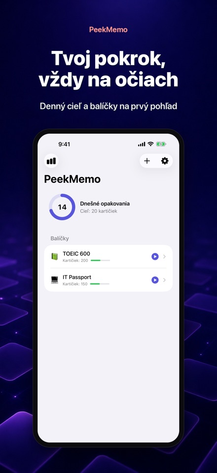 PeekMemo: kartičky na displeji 4