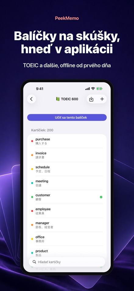 PeekMemo: kartičky na displeji 5