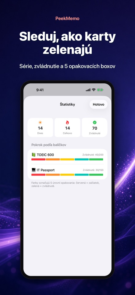 PeekMemo: kartičky na displeji 6