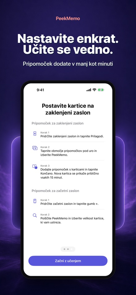 PeekMemo: kartice na zaslonu 7