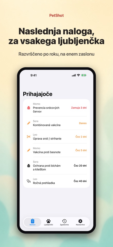PetShot: Opomnik za Cepljenje