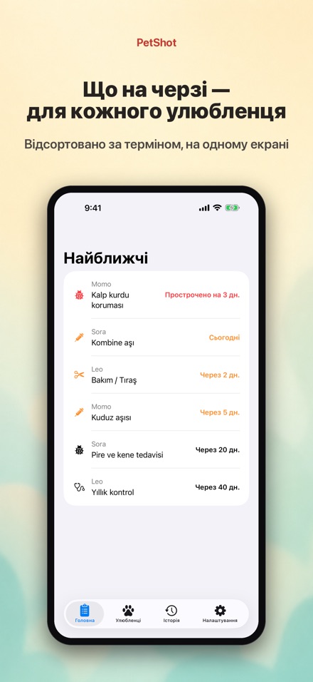 PetShot: Нагадування Вакцини