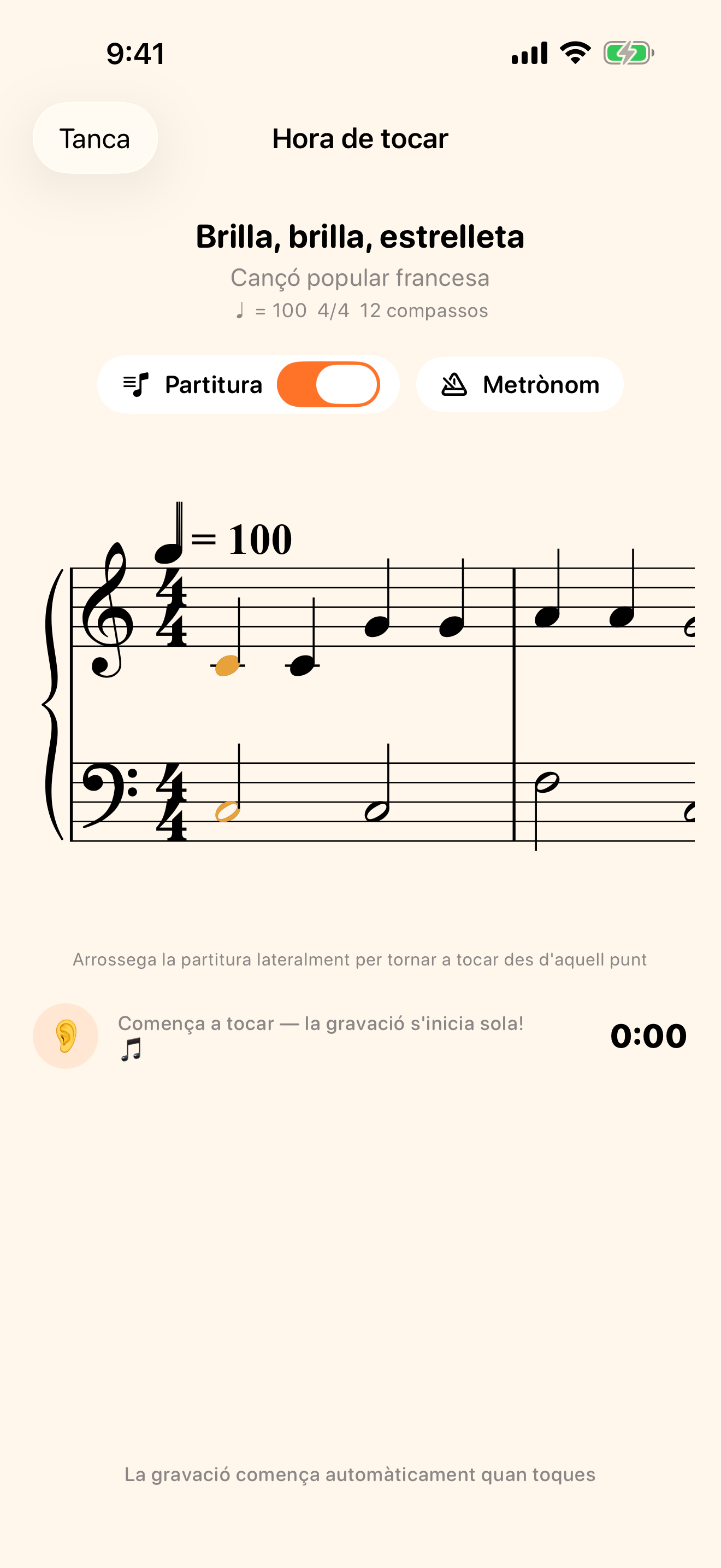 La partitura et segueix mentre toques