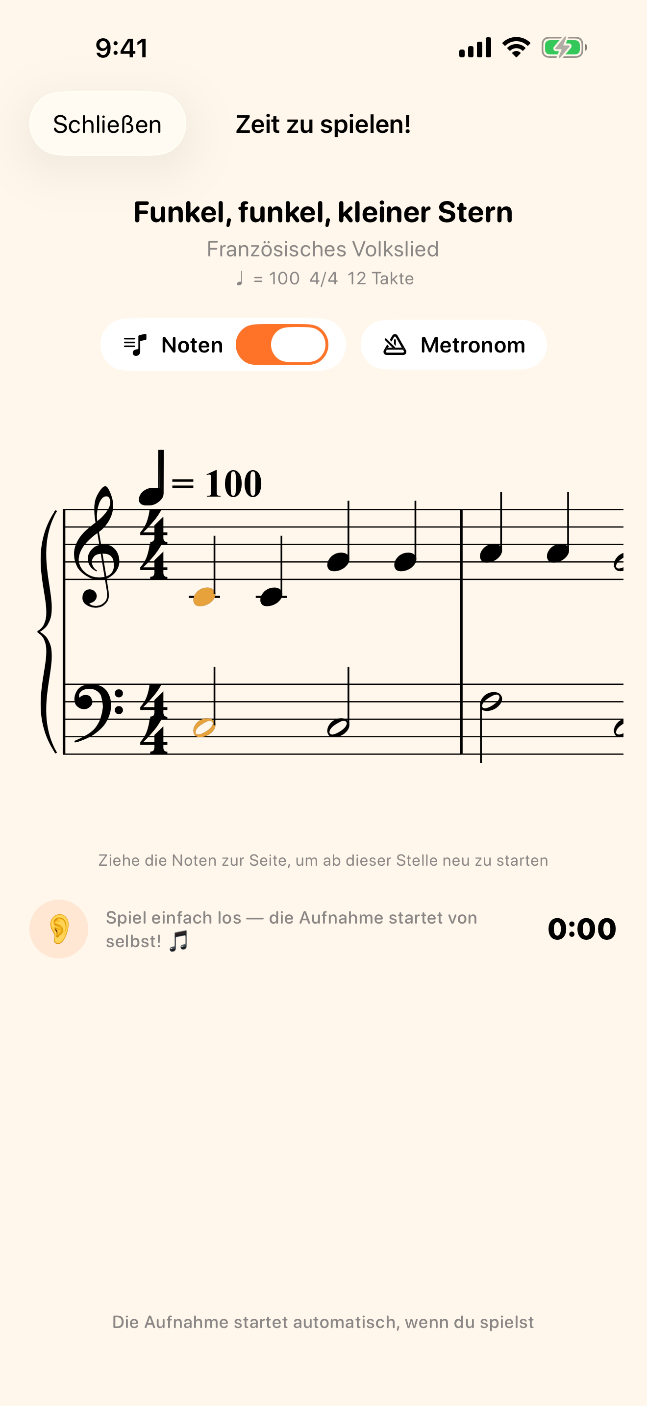 Die Noten folgen deinem Spiel