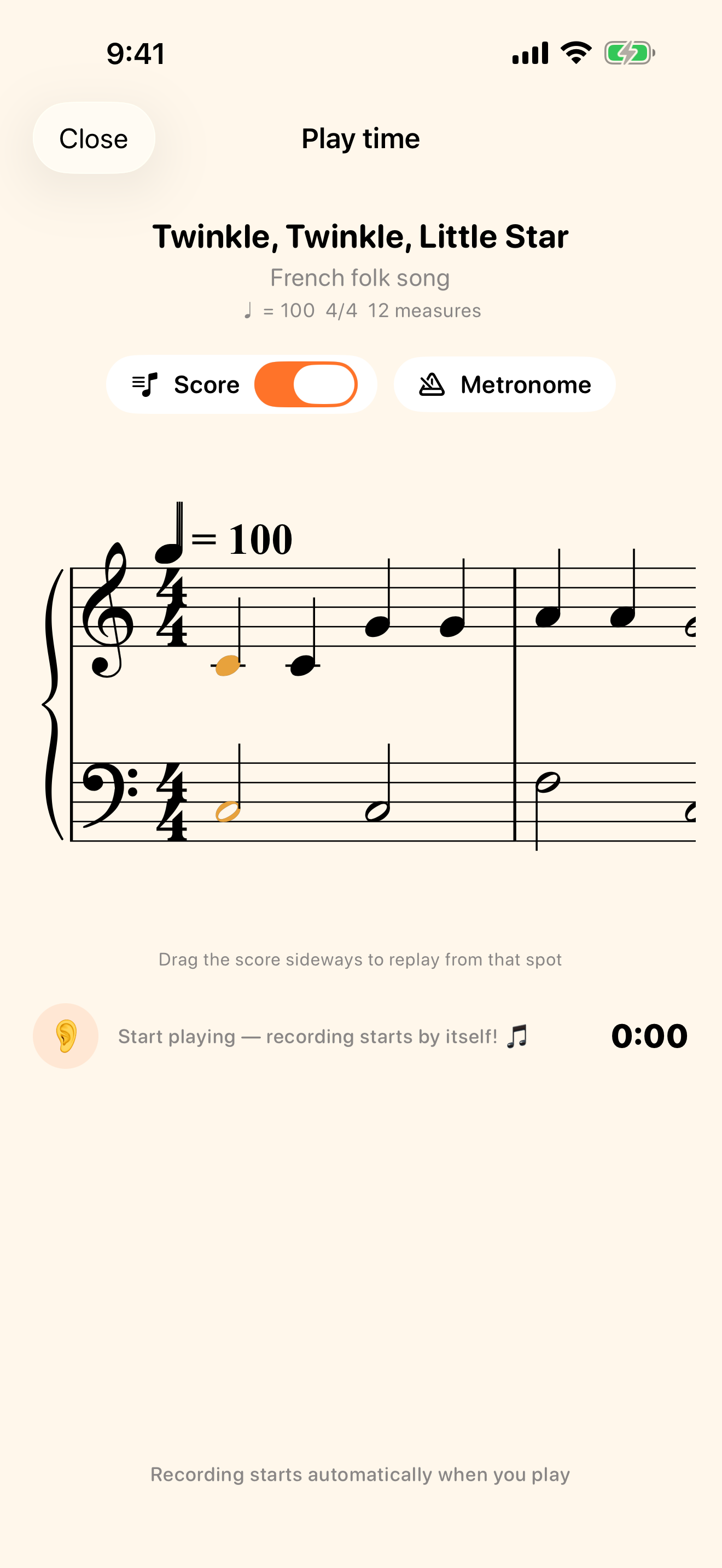 The score follows as you play