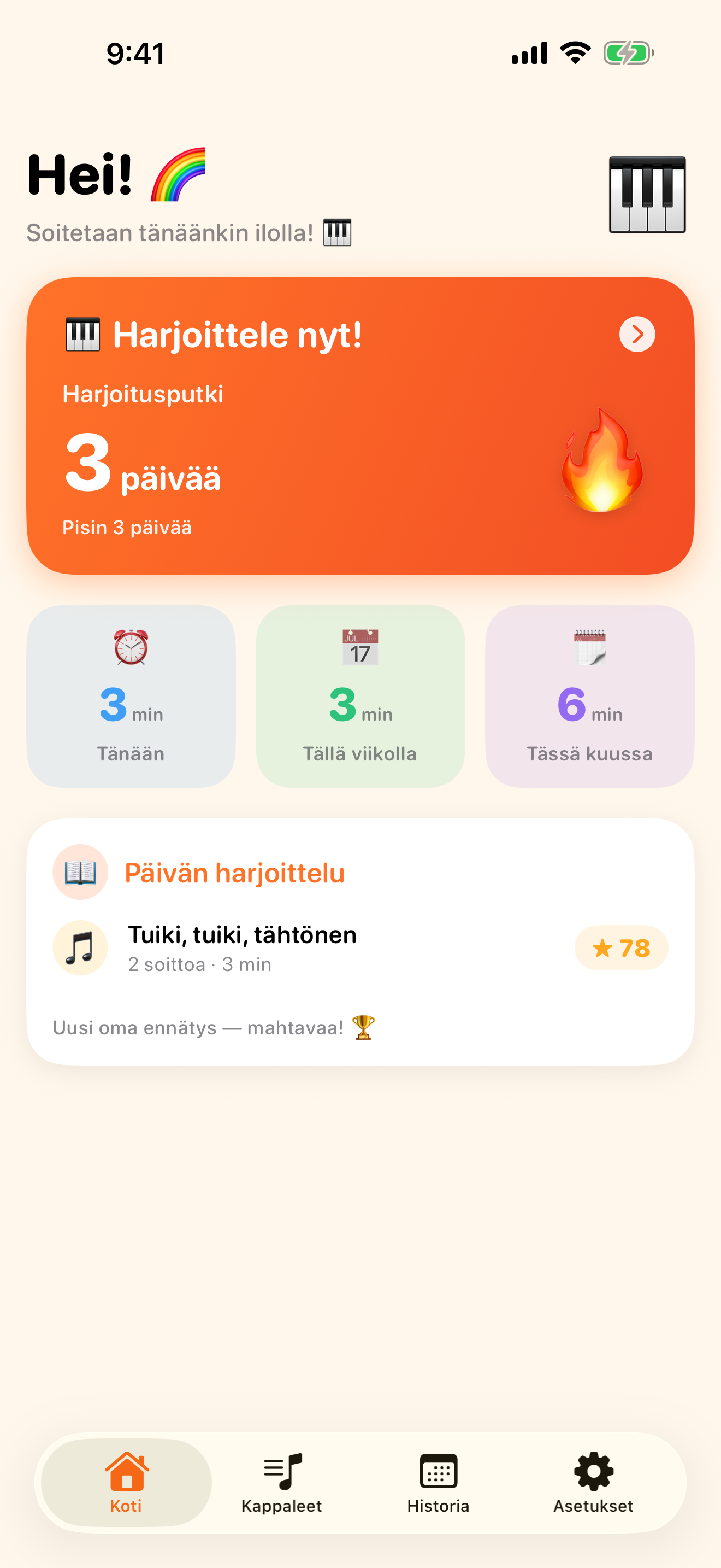 Pianosovellus, jonka avaat joka päivä