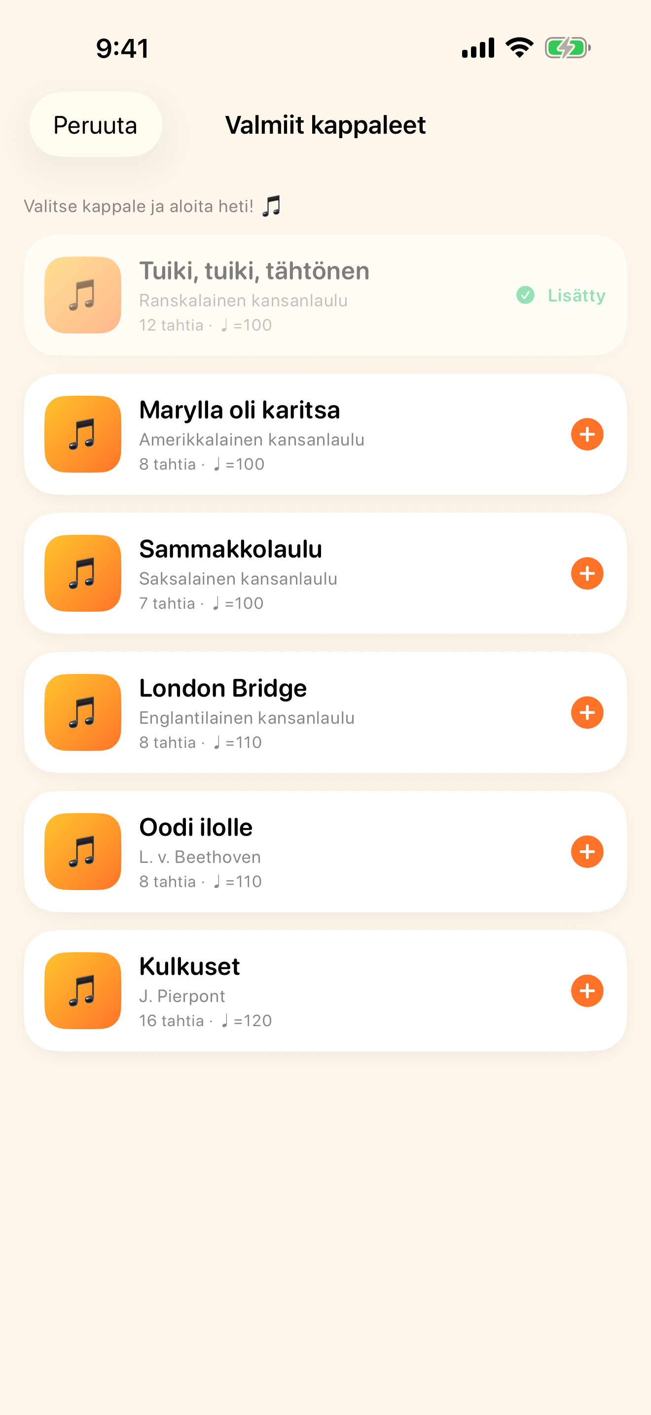 Aloita heti valmiilla kappaleilla