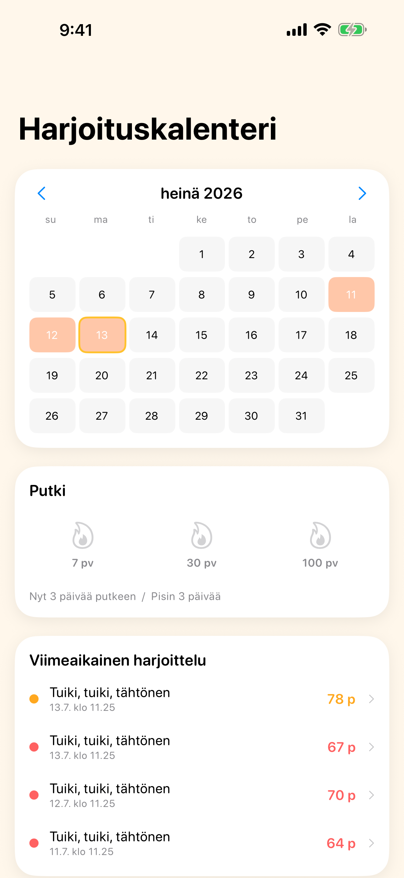 Näe edistymisesi