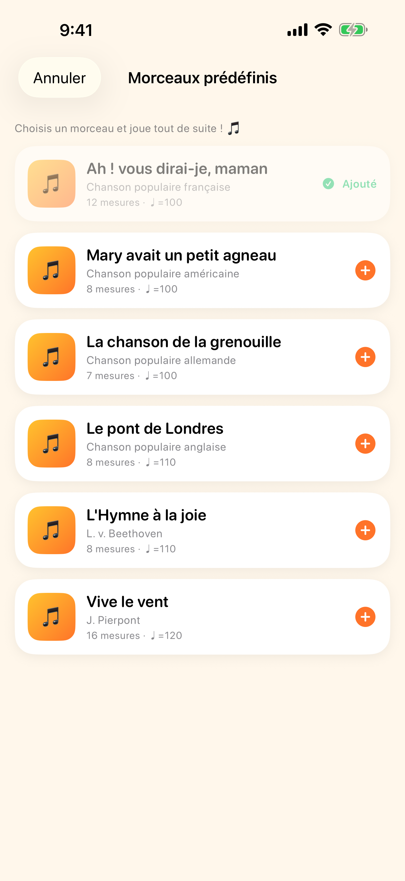 Commencez tout de suite avec les morceaux inclus