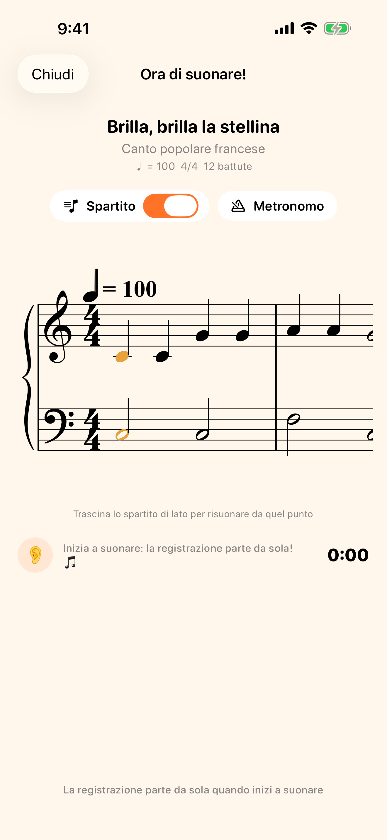 Lo spartito ti segue mentre suoni