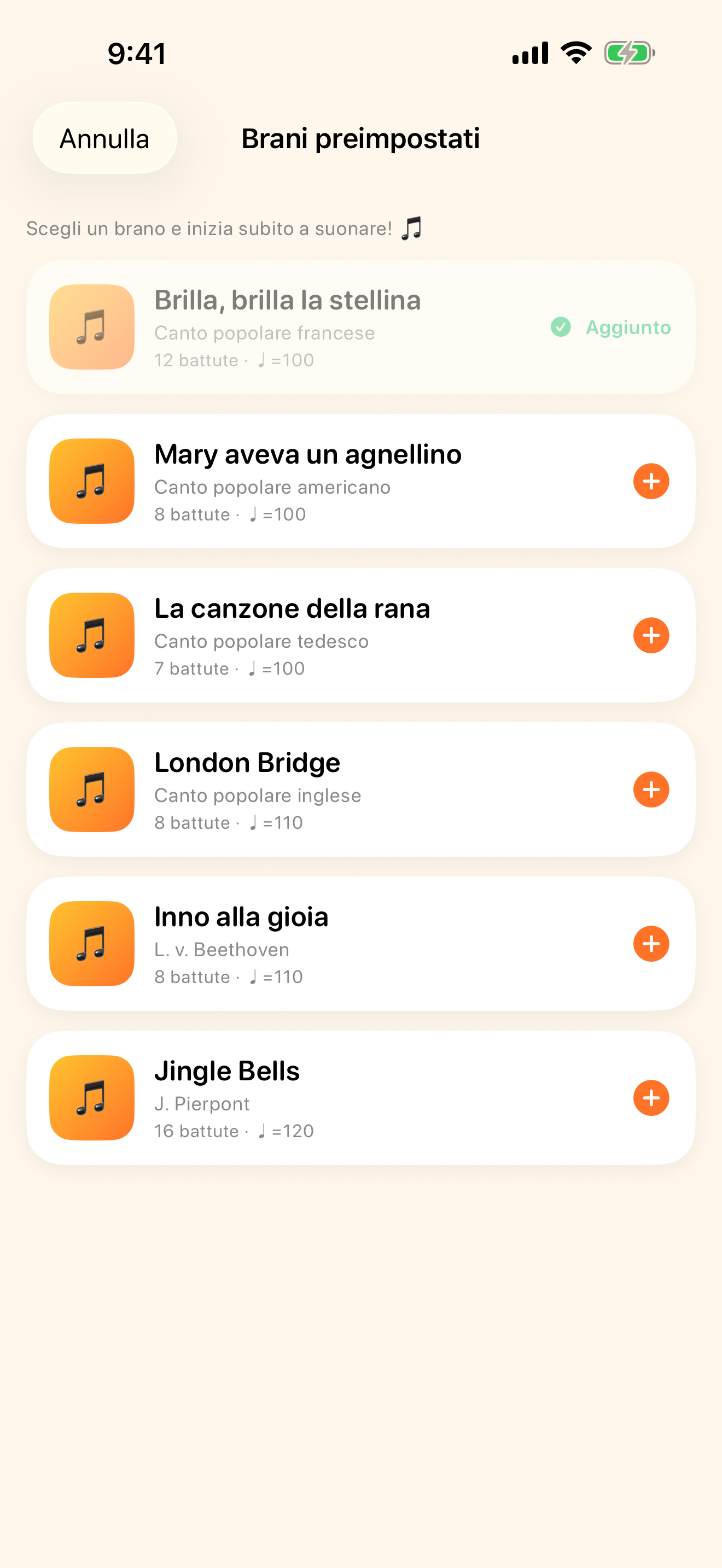 Inizia subito con i brani inclusi