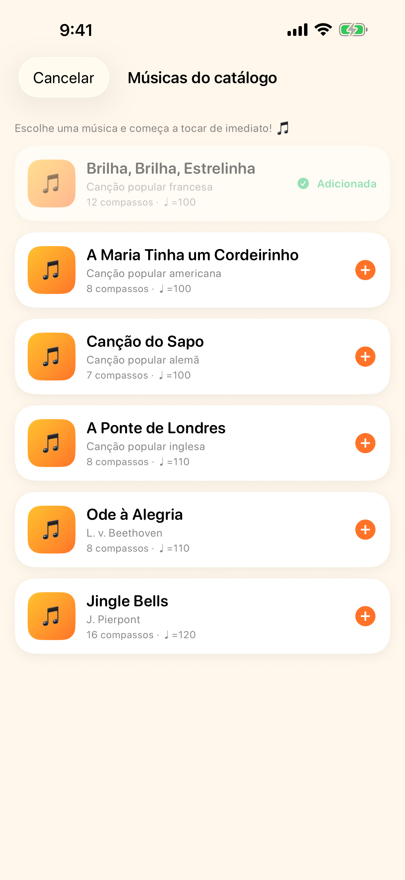 Começa já com as músicas incluídas