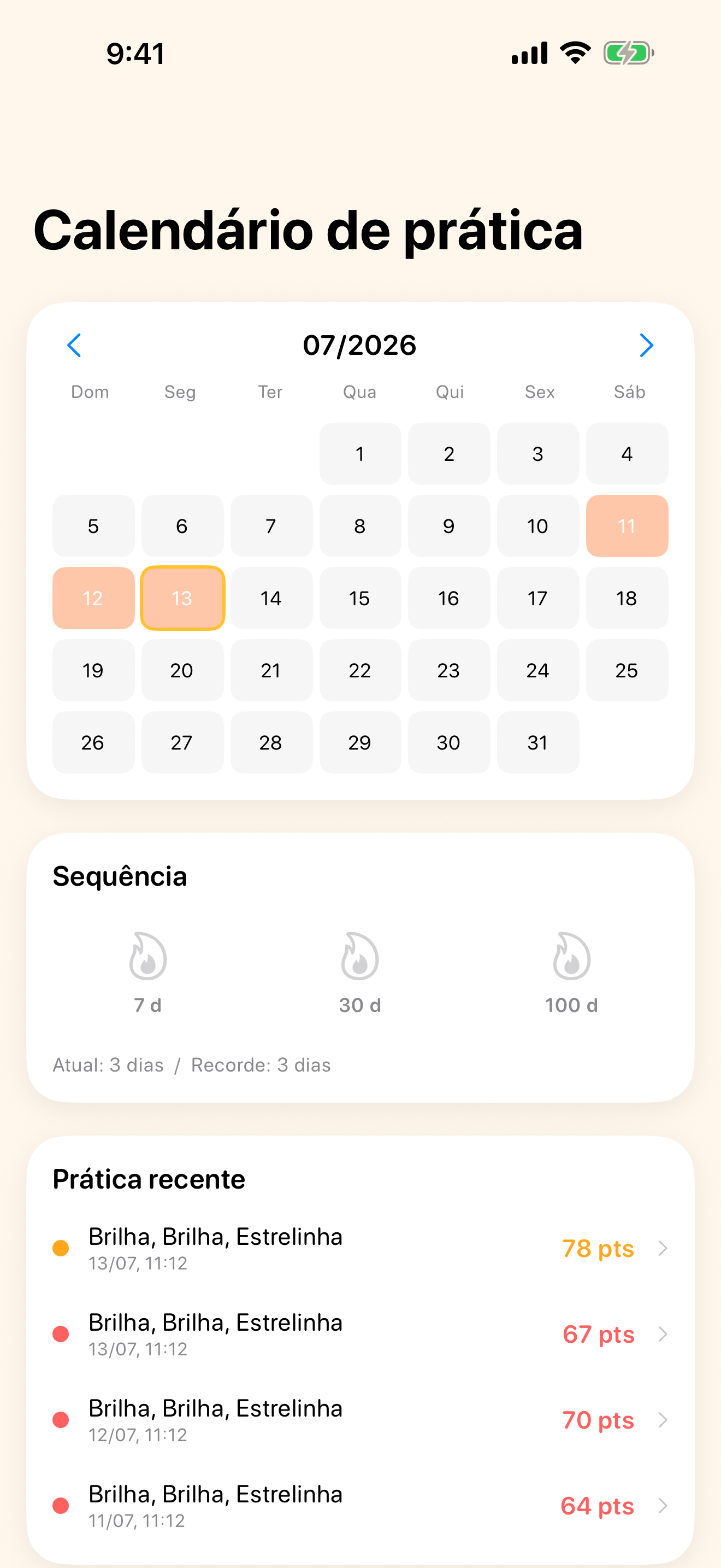 Vê o teu progresso