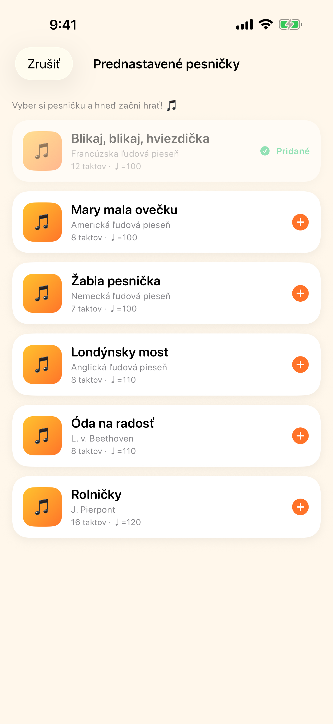 Začni hneď teraz so vstavanými skladbami