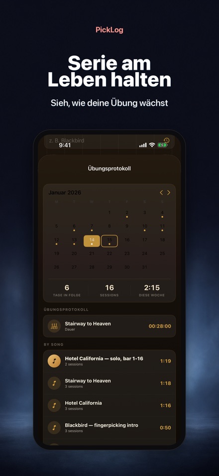 PickLog: Gitarrenübungs-Timer 4