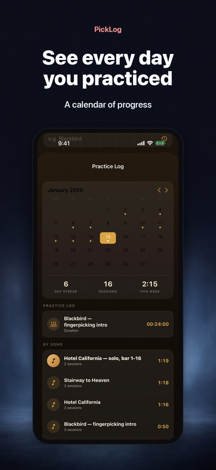 PickLog: Guitar Practice Timer 3