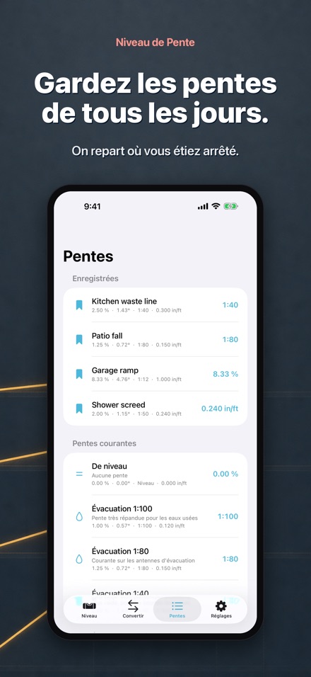 Niveau de pente et de chute 5