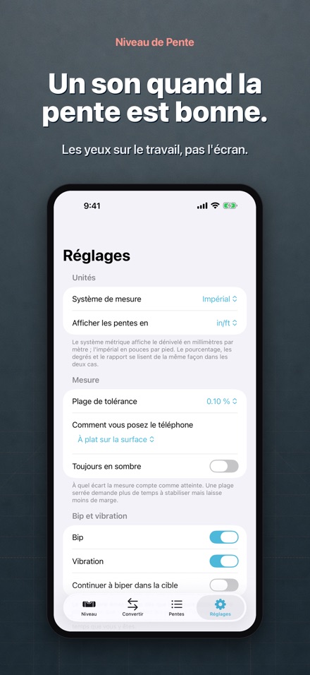 Niveau de pente et de chute 10