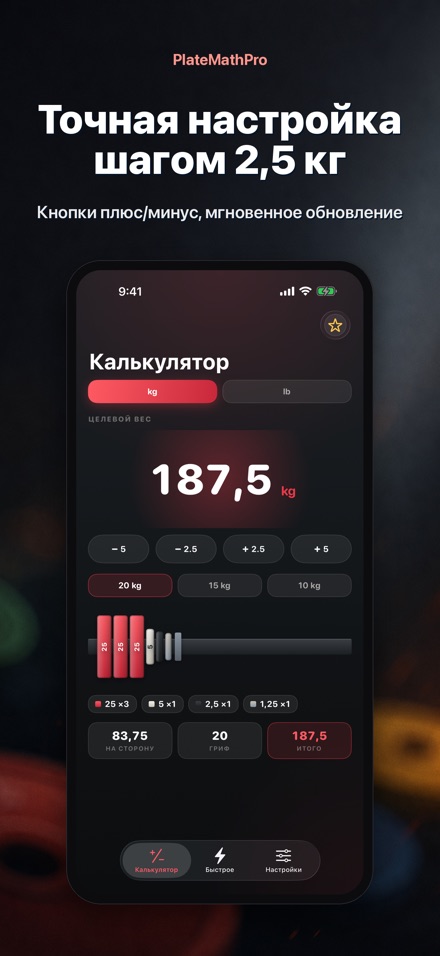 PlateMathPro: Расчёт блинов 3