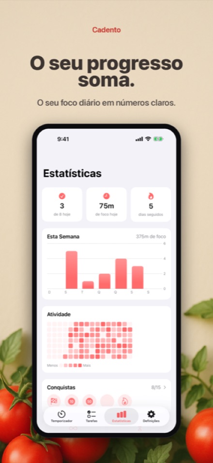Veja o seu progresso a crescer