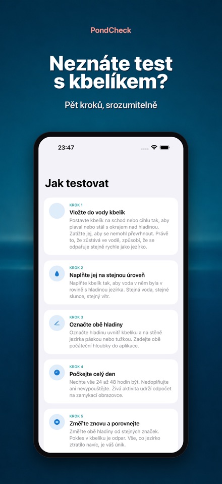 PondCheck test úniku vody 9
