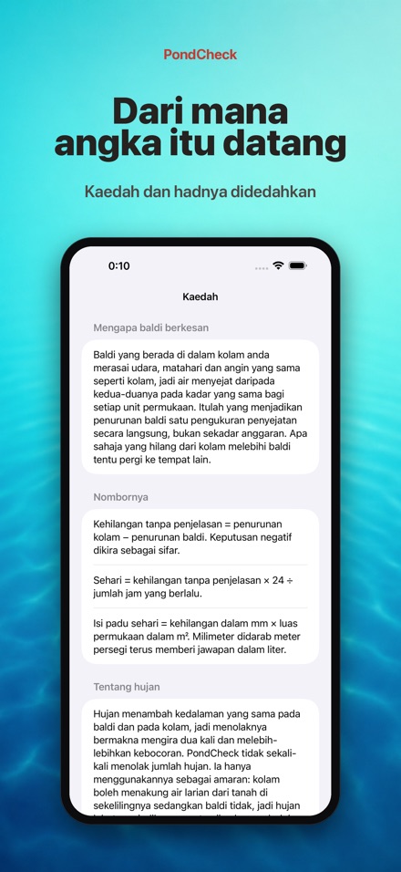 PondCheck uji bocor kolam 10
