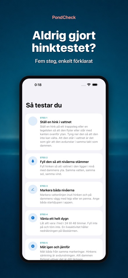 PondCheck: läcka i pool 9
