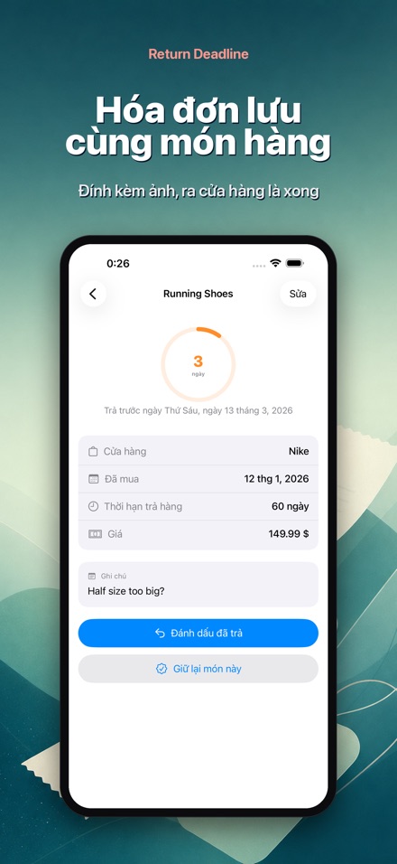Return Deadline: hạn trả hàng 8