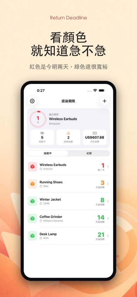 Return Deadline 退貨期限 7