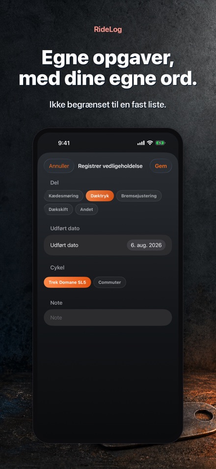 RideLog: Cykel Servicelog 5