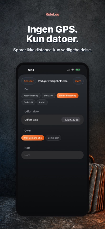 RideLog: Cykel Servicelog 9