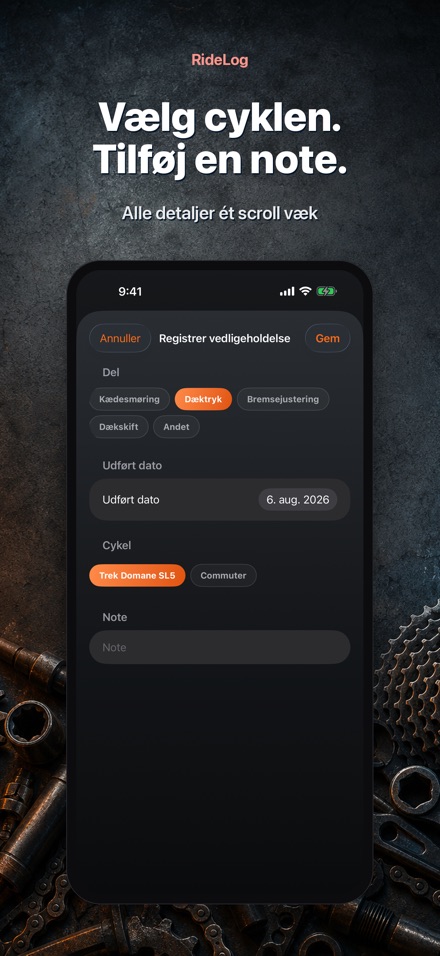RideLog: Cykel Servicelog 10