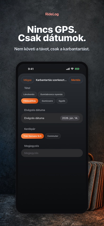 RideLog: Bicikli Szerviznaplo 9