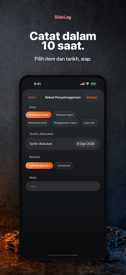 RideLog: Log Servis Basikal 4