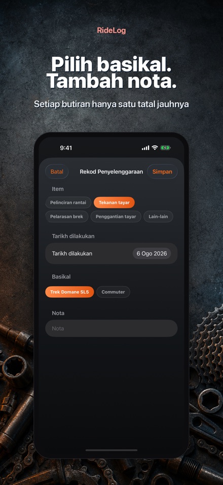 RideLog: Log Servis Basikal 10