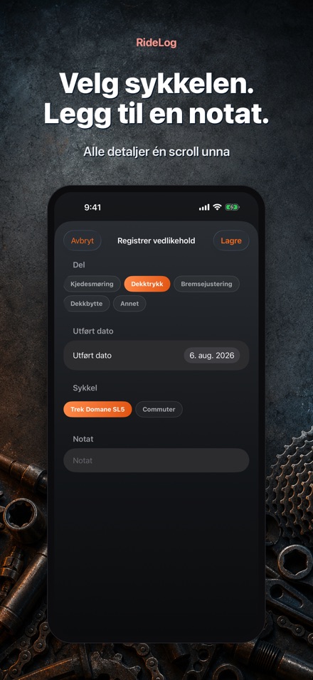 RideLog: Sykkelservicelogg 10