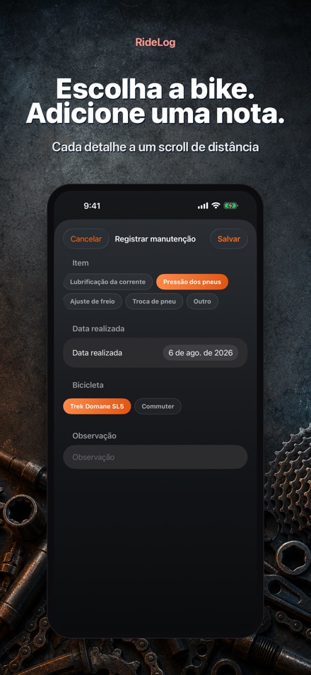 RideLog: Registro Manutencao 10