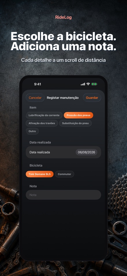 RideLog: Registo de Manutencao 10