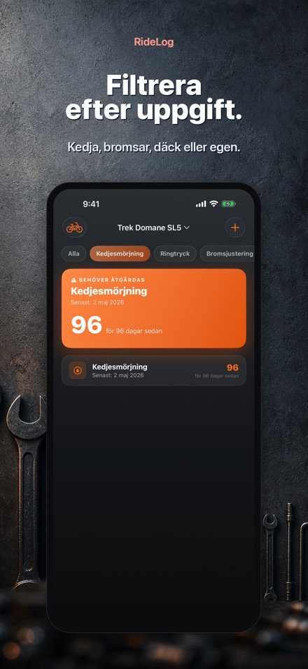 RideLog: Cykelservicelogg 3