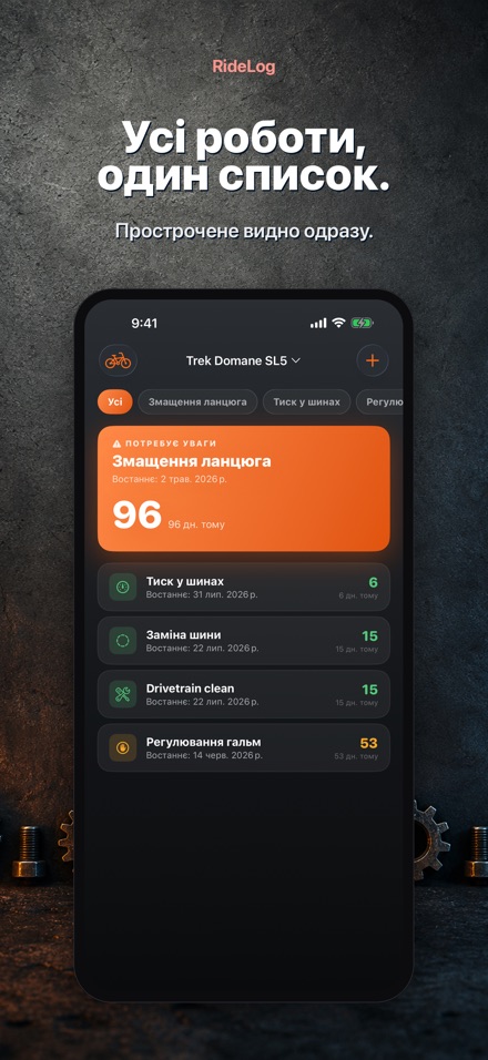RideLog: Журнал обслуговування 2