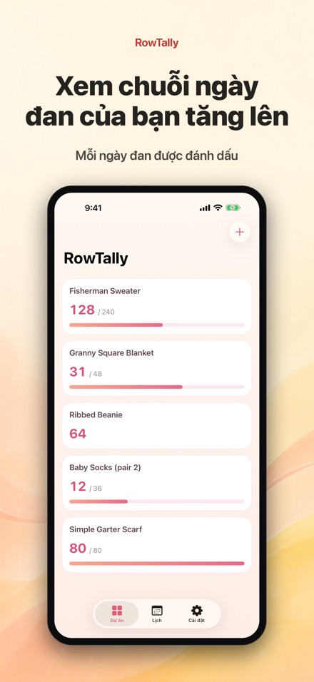 RowTally: Đếm Hàng Đan Len 4