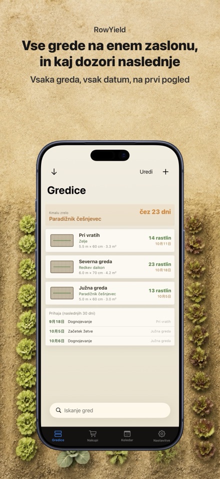 RowYield: Načrt Gredice 1