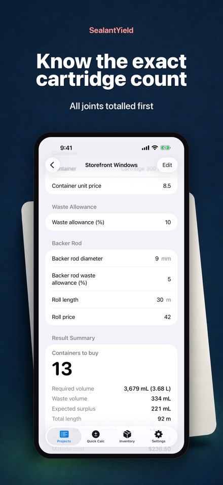 SealantYield: Caulk Calculator