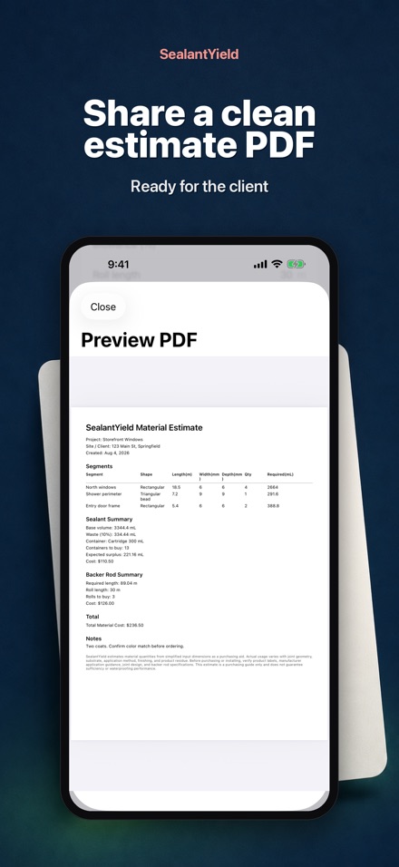 SealantYield: Caulk Calculator 9